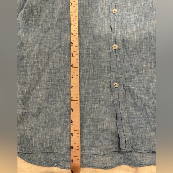 Kenzo Homme Blue 100% linen long sleeve button down shirt - Picture 8 of 11